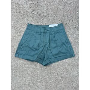 Arizona Green Cargo Shorts Women 1 Pleated High Waisted Utility Cuffed Workwear‎